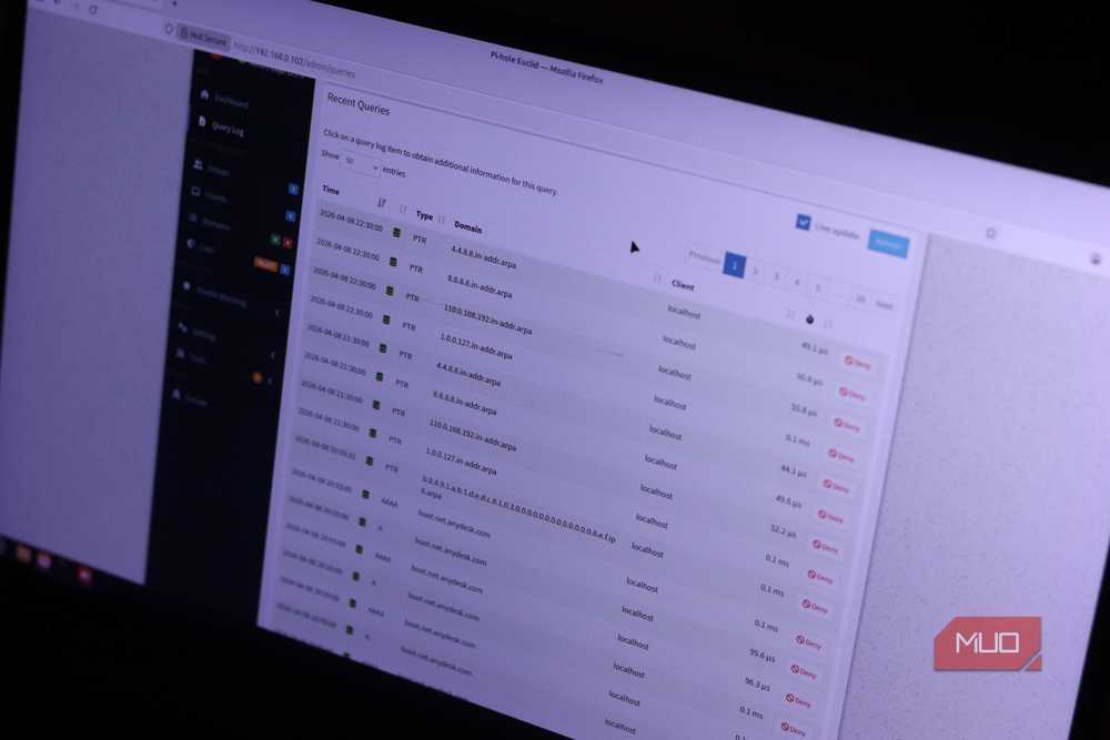 DNS request logs reveal which devices are contacting which domains