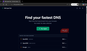 DNS Speed Test results