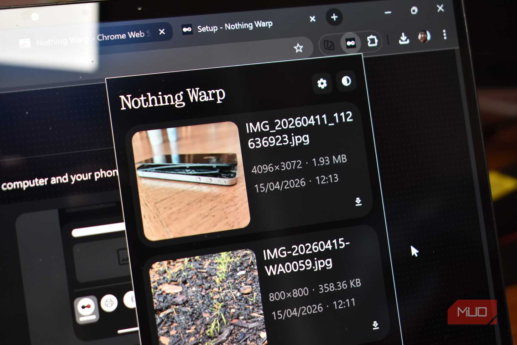 The Nothing Warp browser extension.