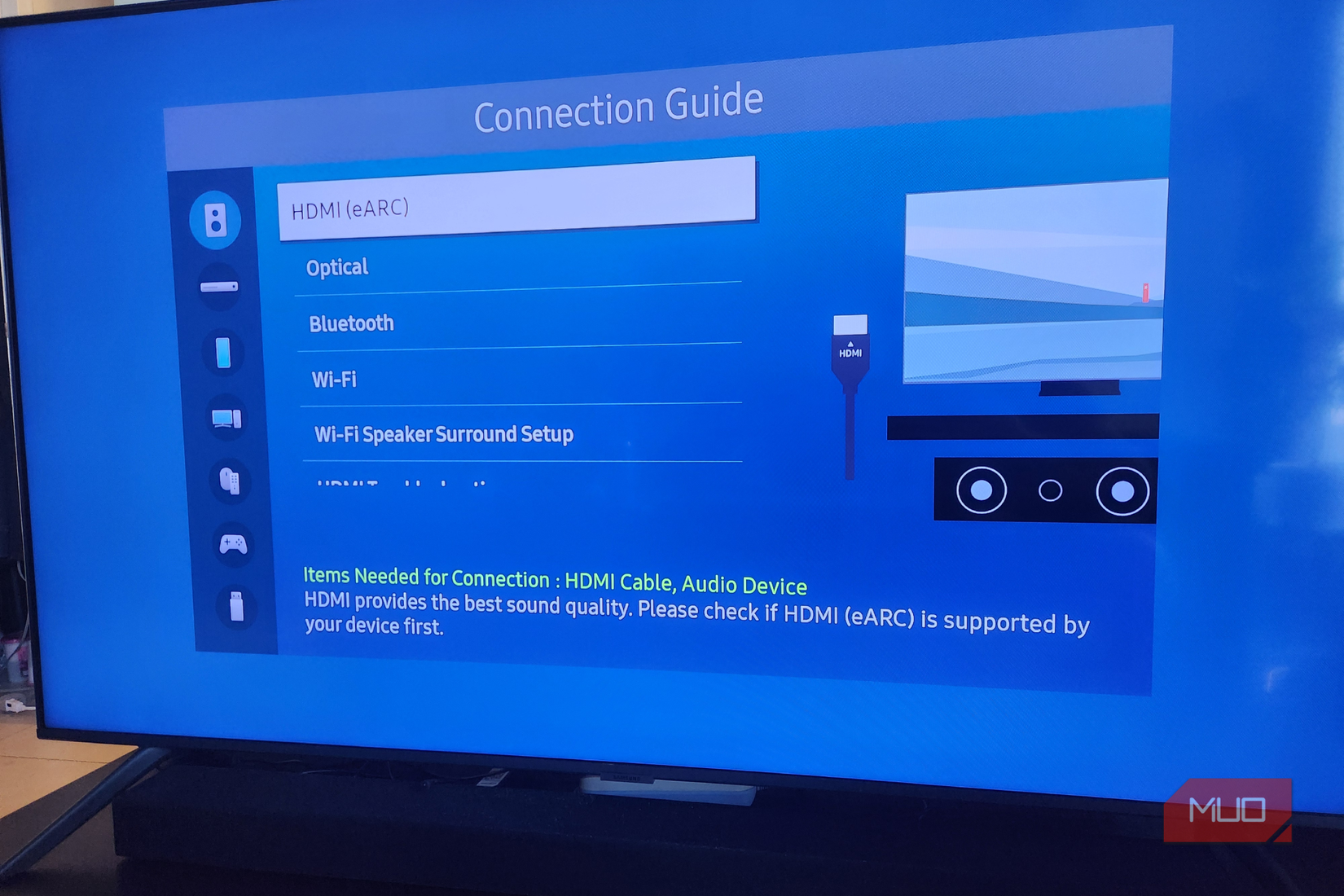 eARC setup on a Samsung TV.