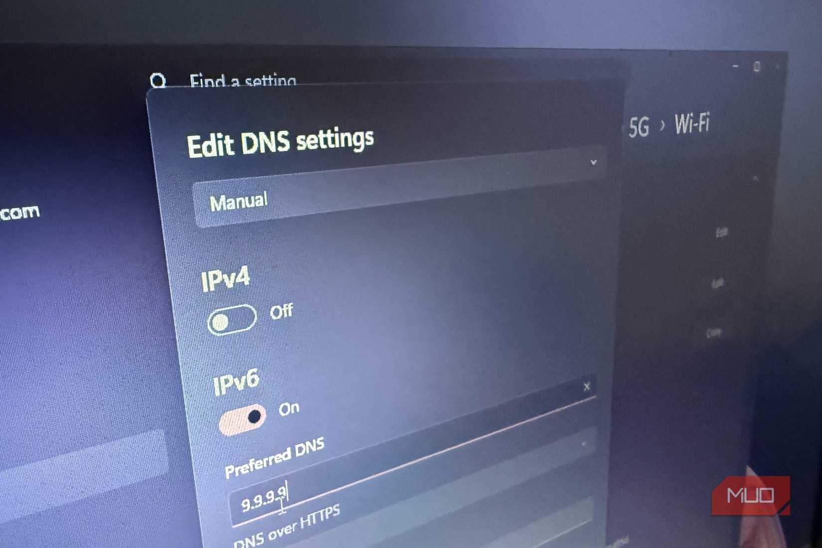 Editing DNS settings