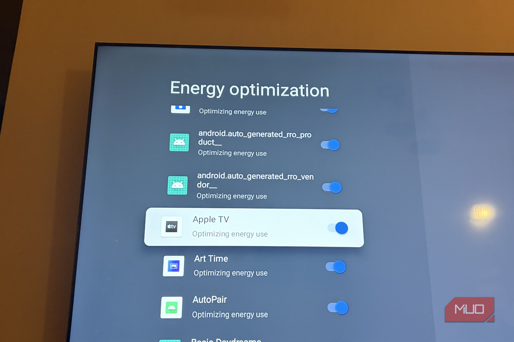 Energy optimization Apple TV on smart TV