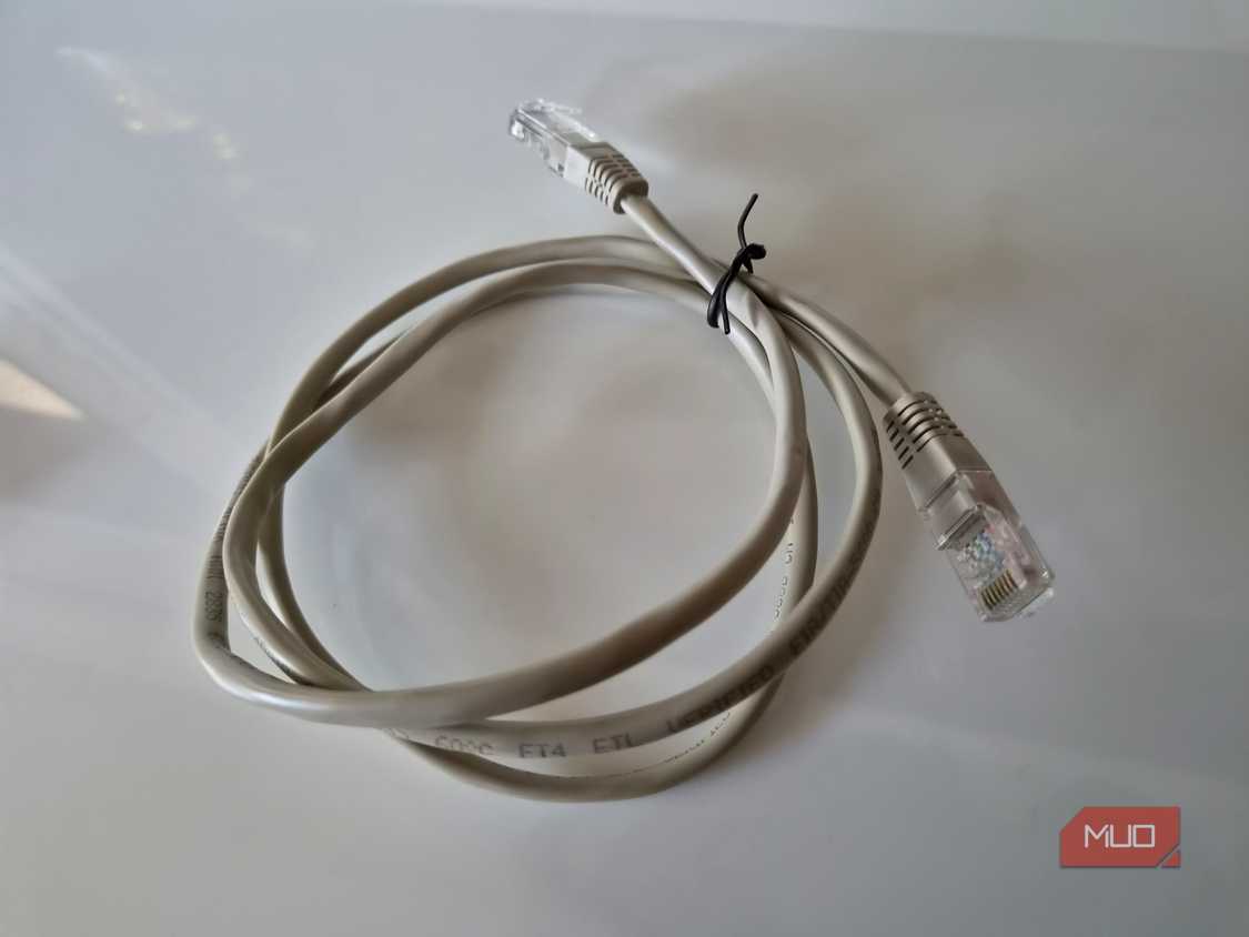Ethernet cable on white surface