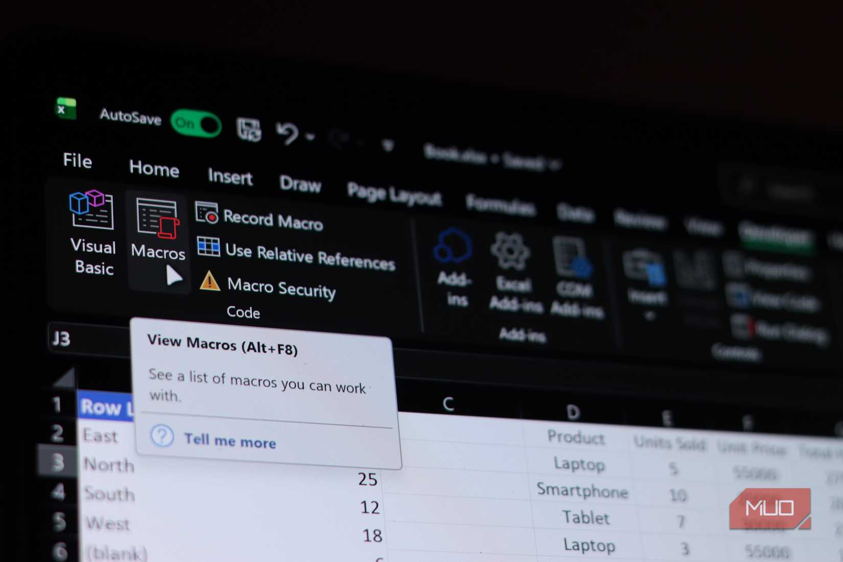 Excel Macro settings.