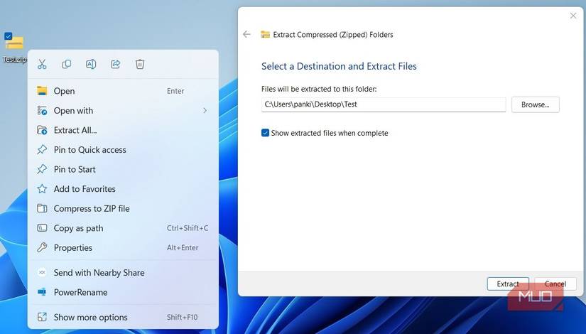 Extract ZIP File Using Context Menu