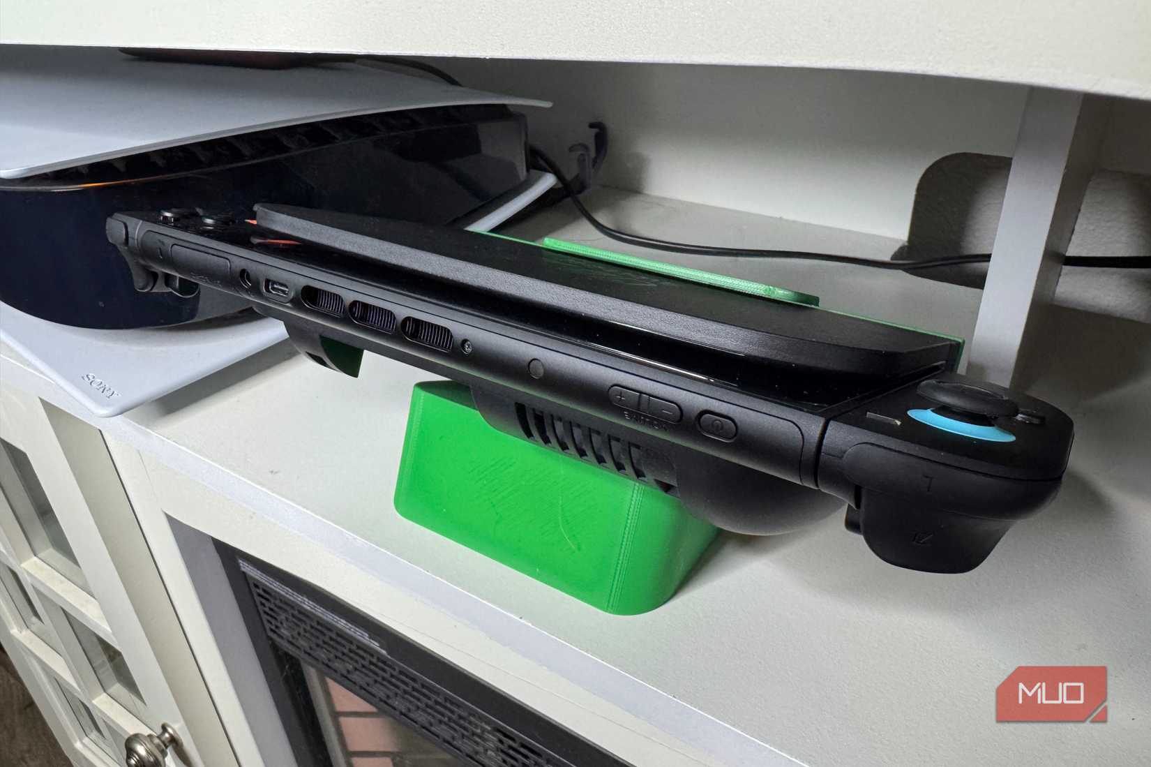 Flat dock on shelf with Switch 2 and dock in it