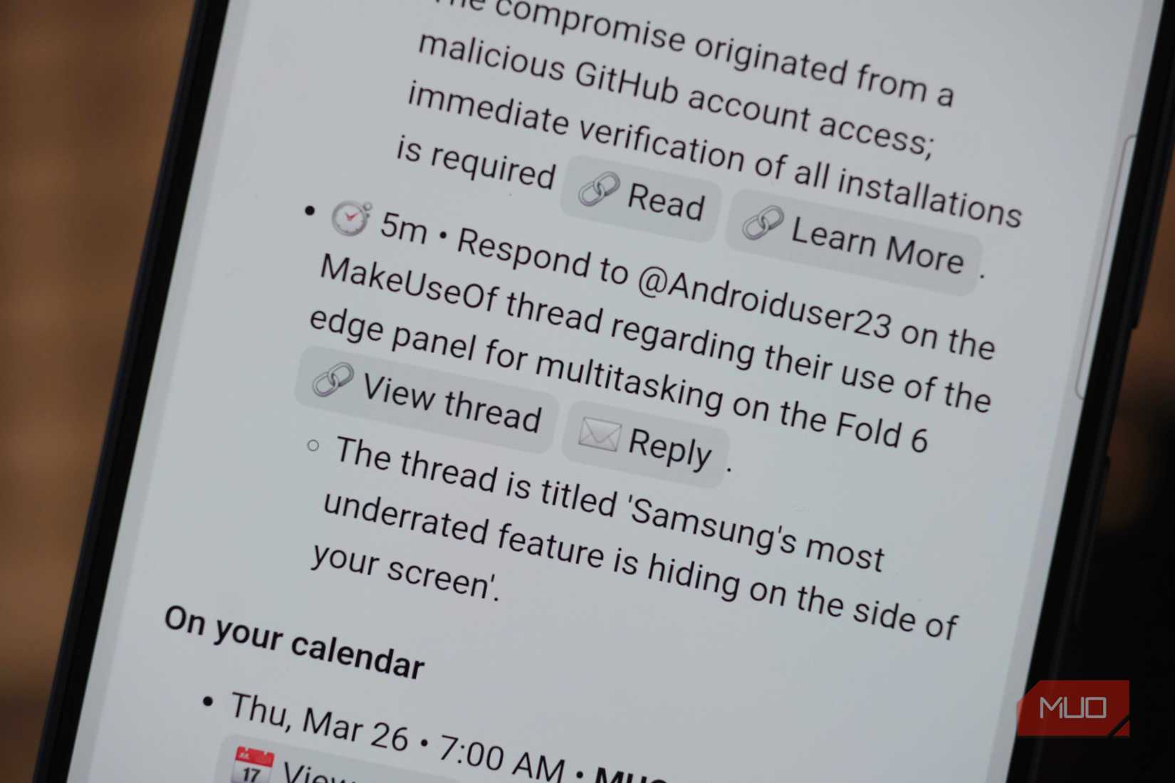 Links to emails and action items in Google CC briefs.