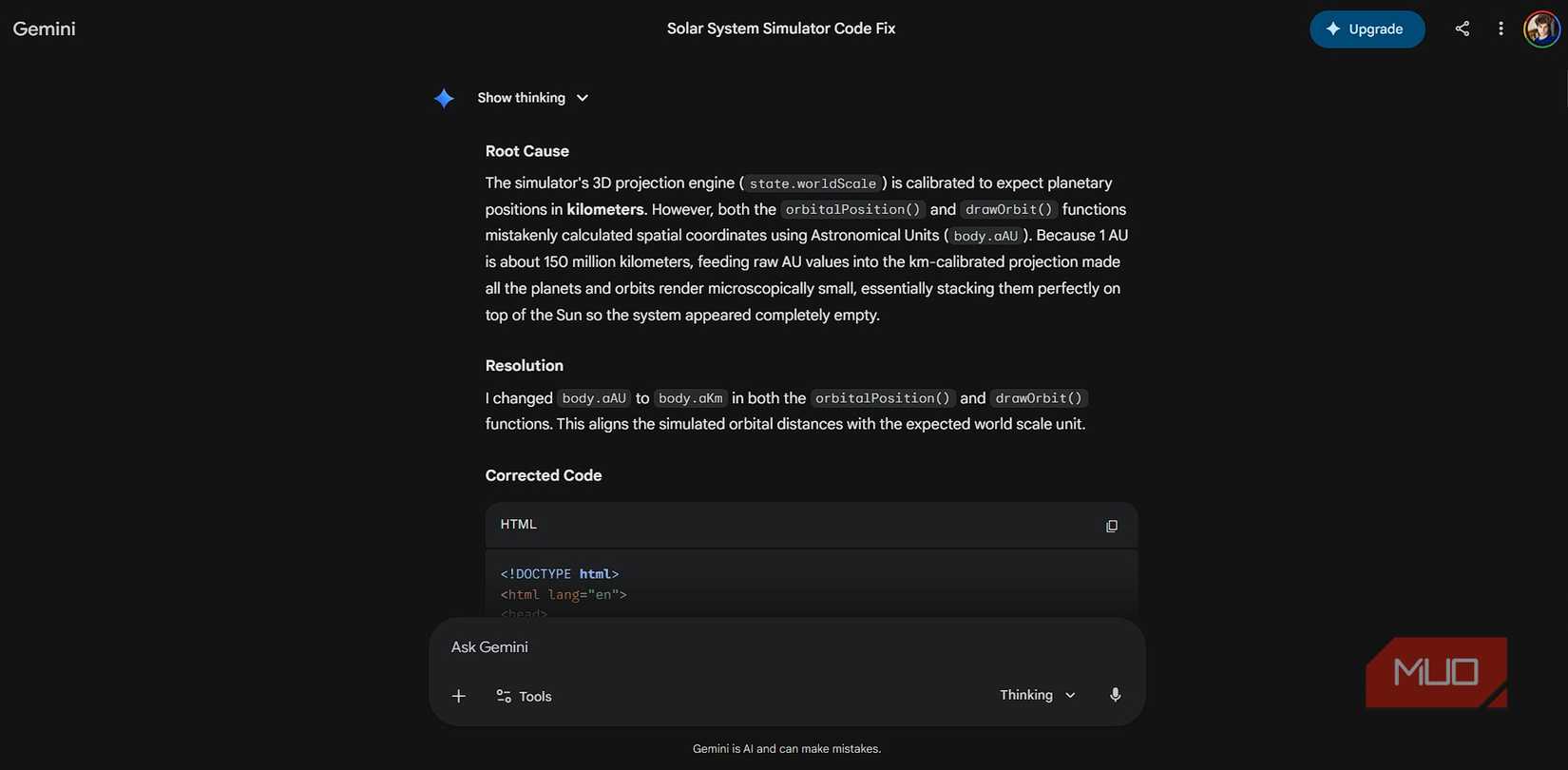 Gemini debugging ChatGPT's code