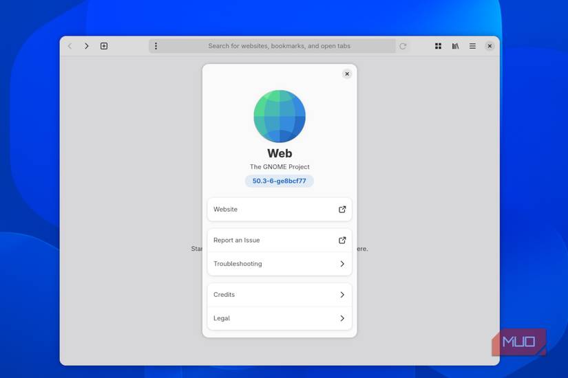 GNOMEOS web browser.