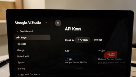 Google AI Studio API Keys management page.