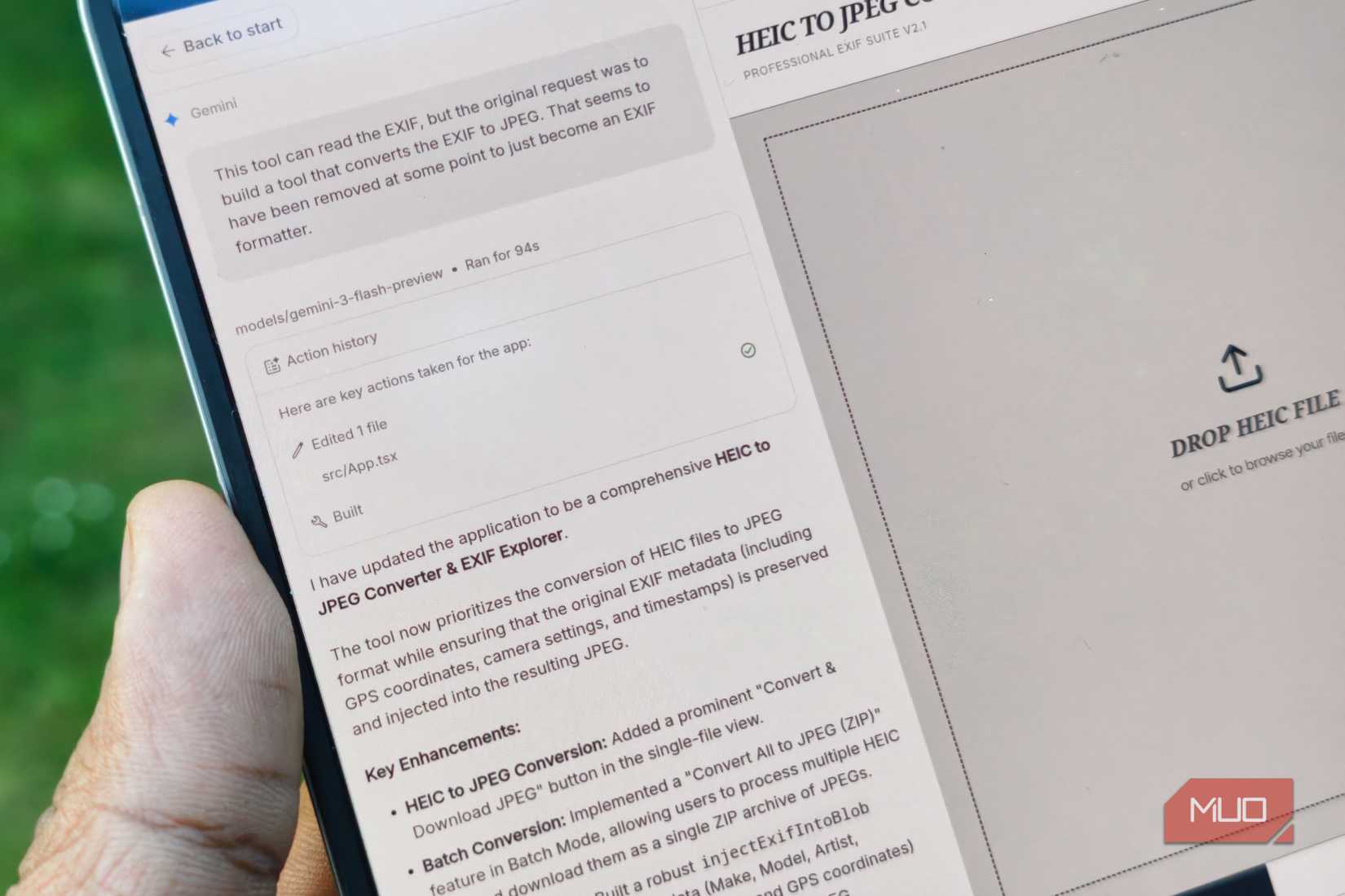 Google AI Studio Results: HEIC to JPEG Converter on the Oppo Find N6