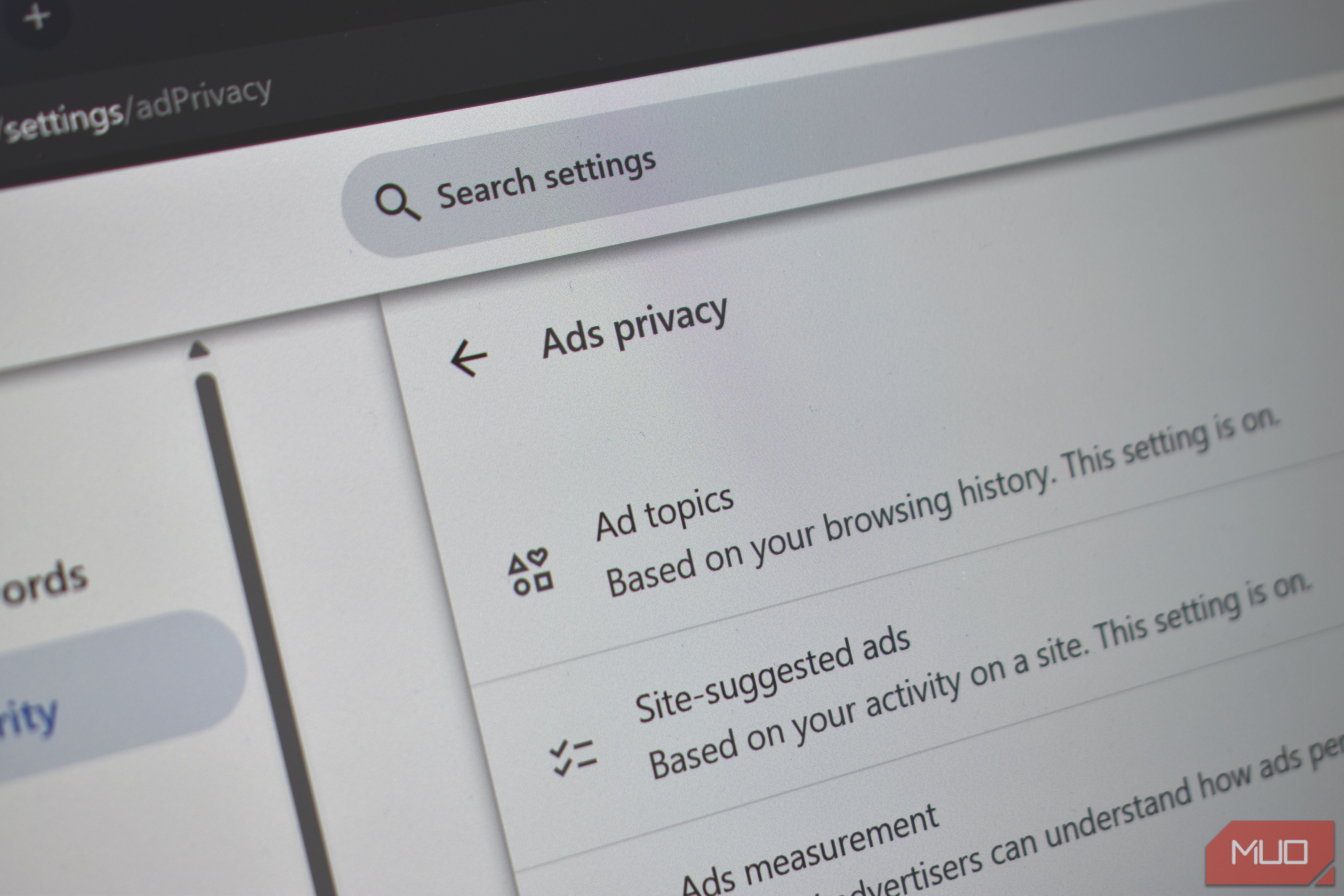 google chrome ad privacy ad topics laptop screen.