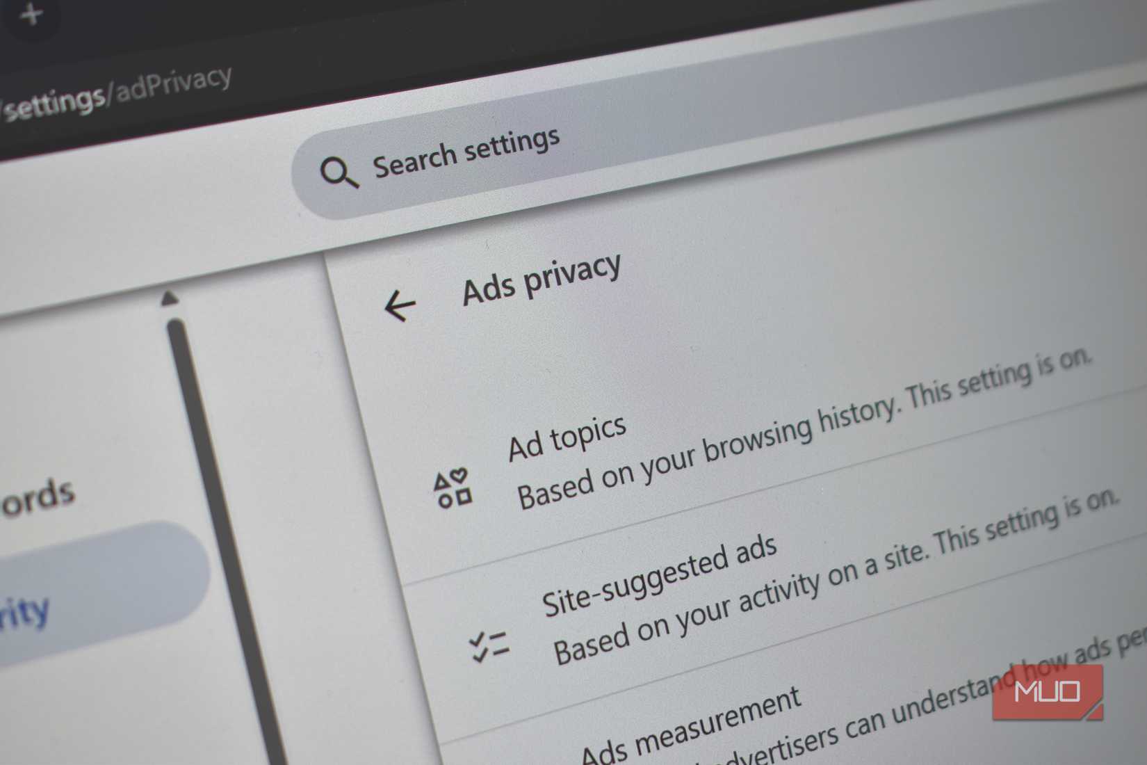 google chrome ad privacy ad topics laptop screen.