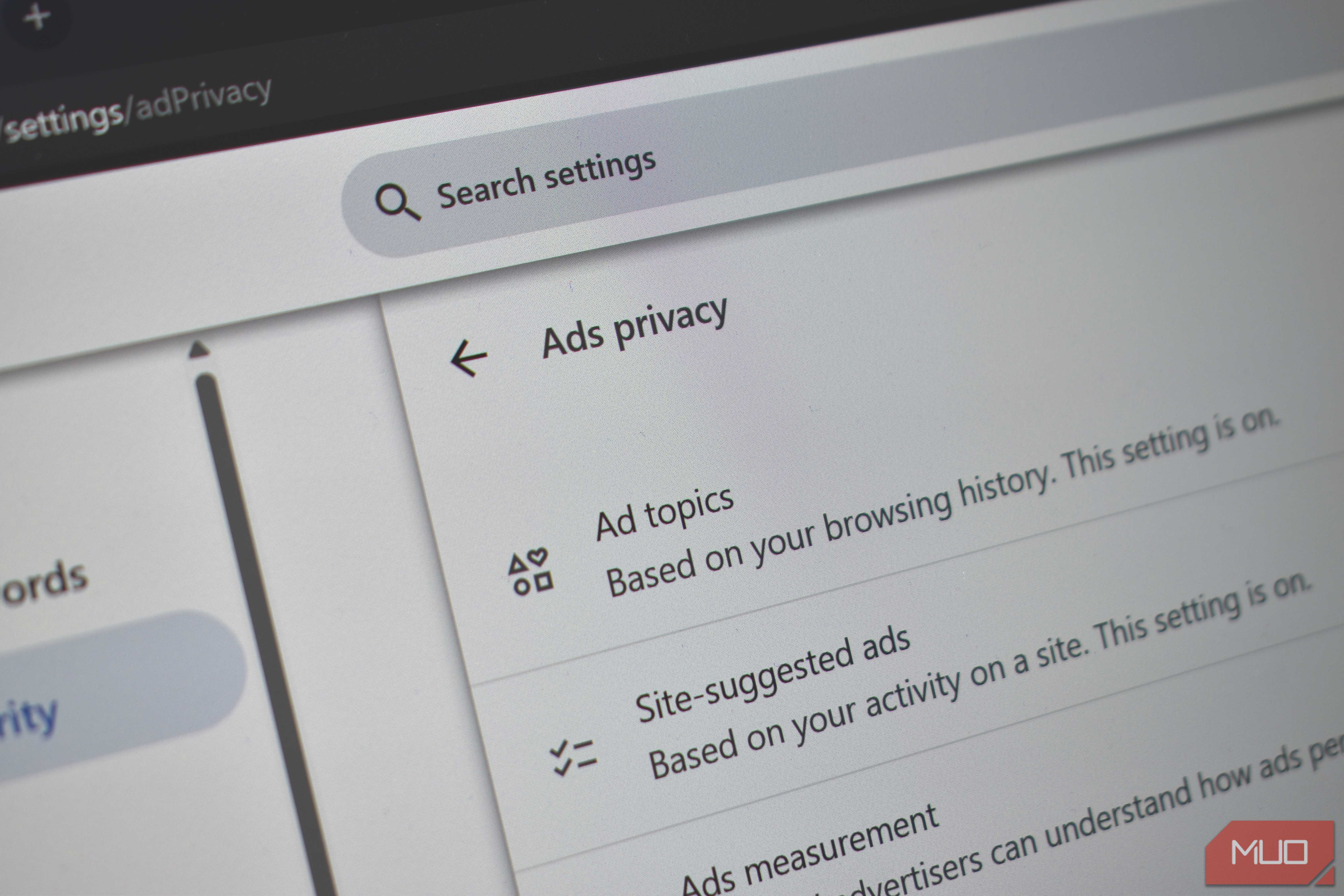 google chrome ad privacy ad topics laptop screen.
