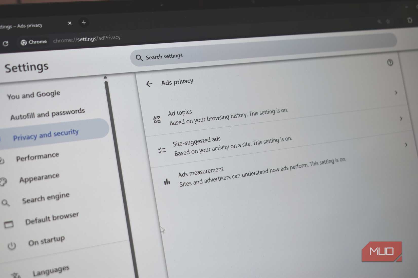 google chrome ads privacy settings.