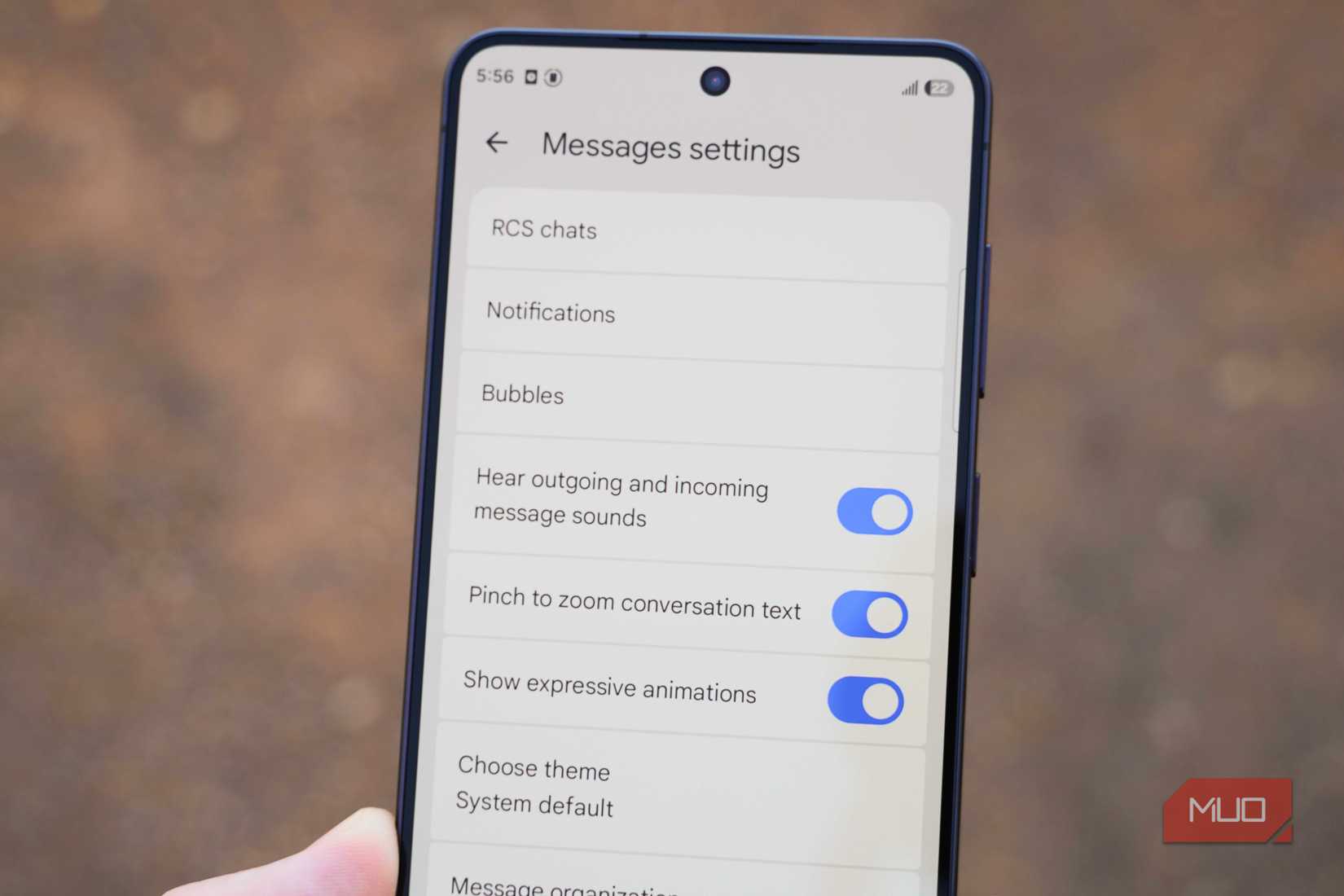 Google Messages app settings on Android.