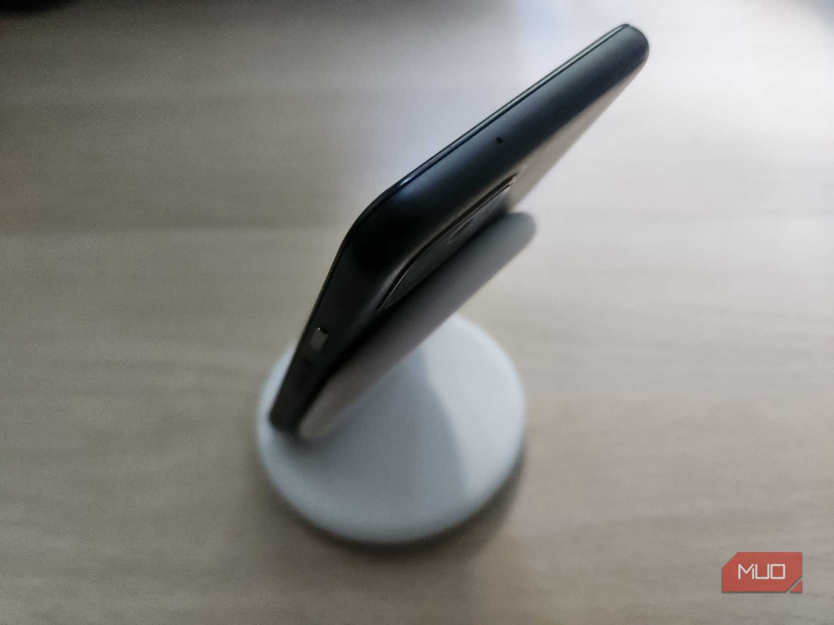 Google Pixel 5 on a wireless charger