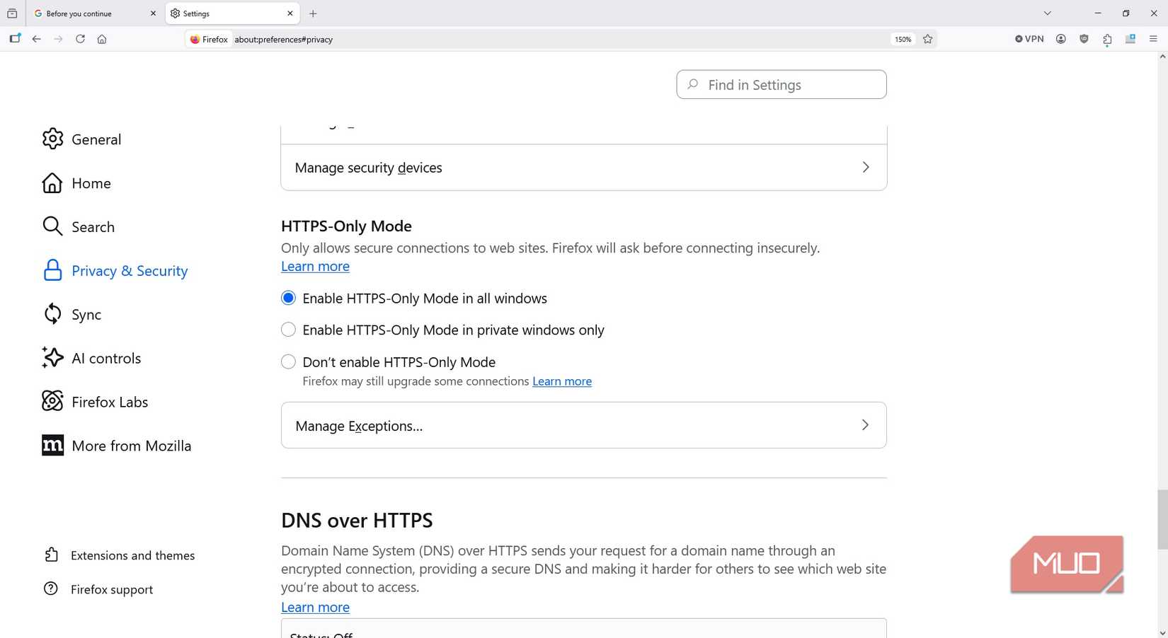 https only mode firefox.