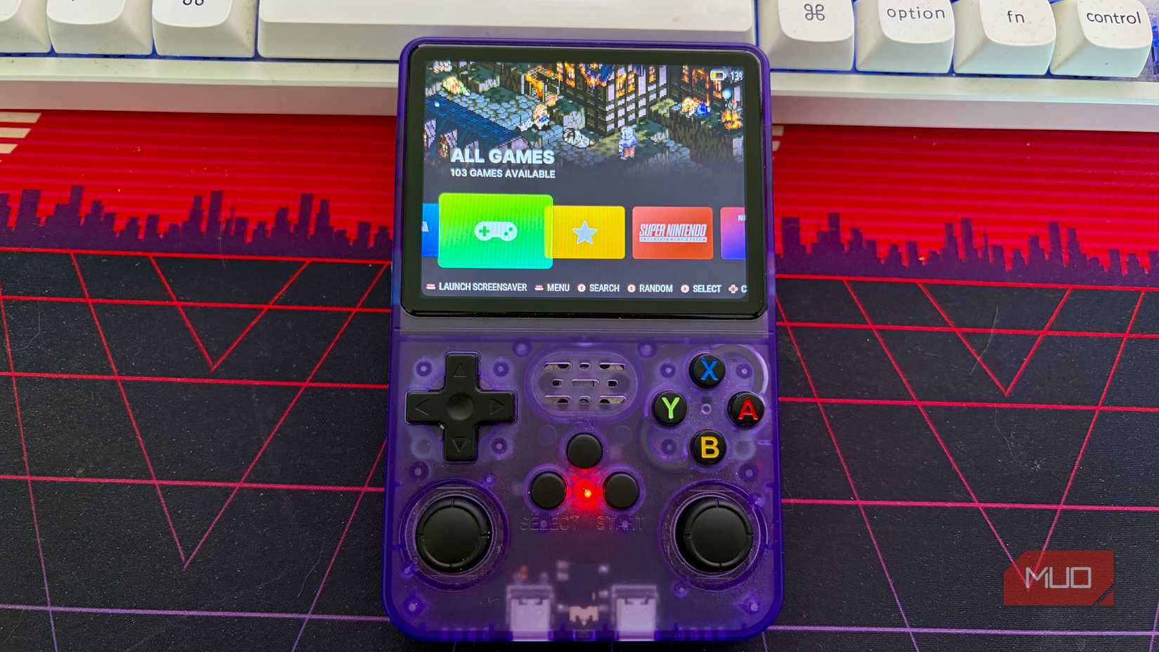 Emulation Station software running on an R36S retro console