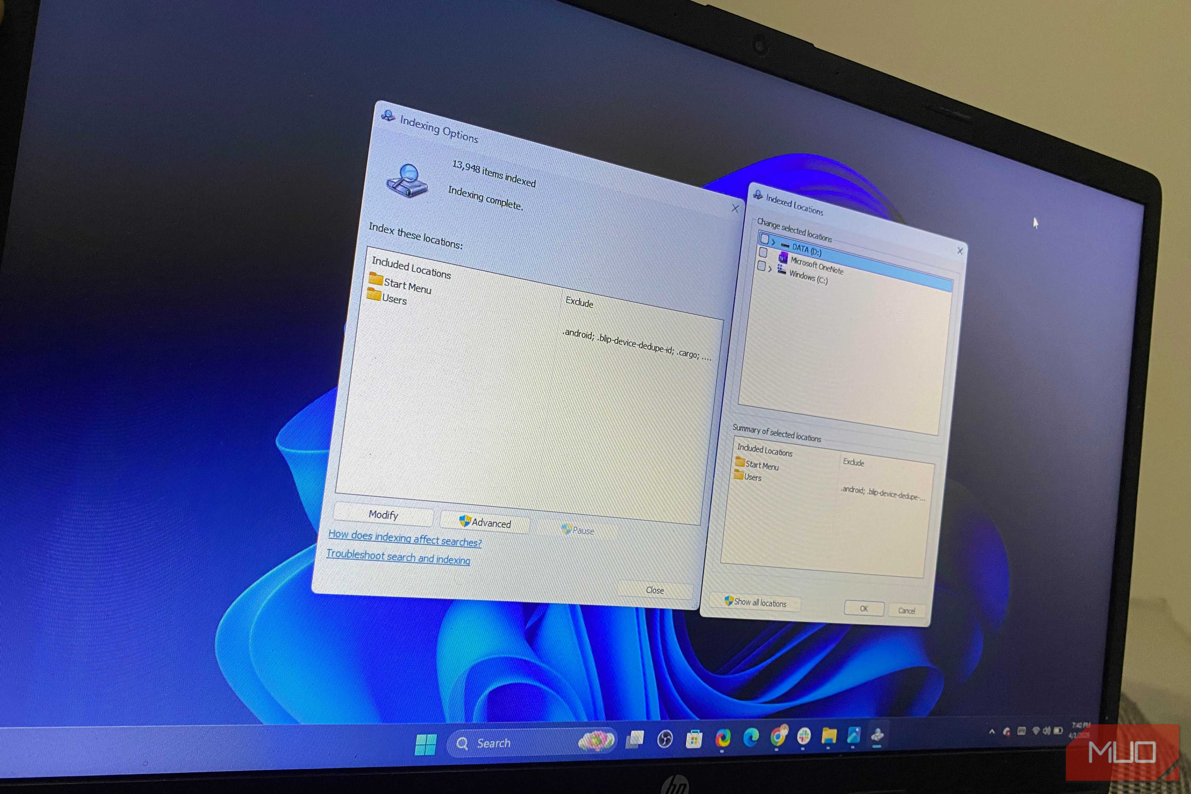 Indexing on Windows