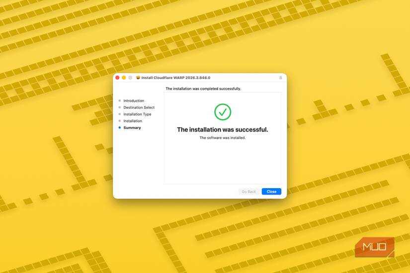 Installation successful dialog on macOS