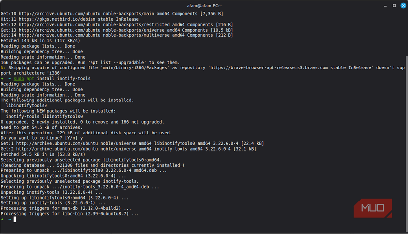 Installing inotifytools