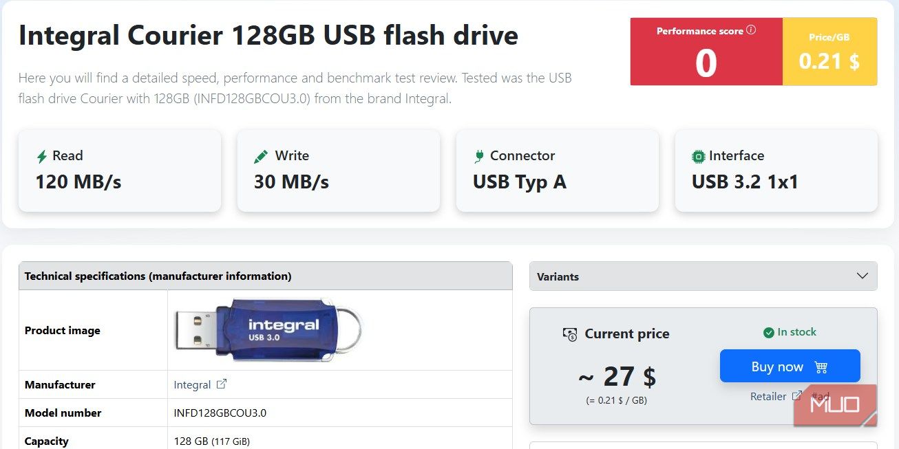 This number on a USB thumb drive that actually tells you how fast it is ...
