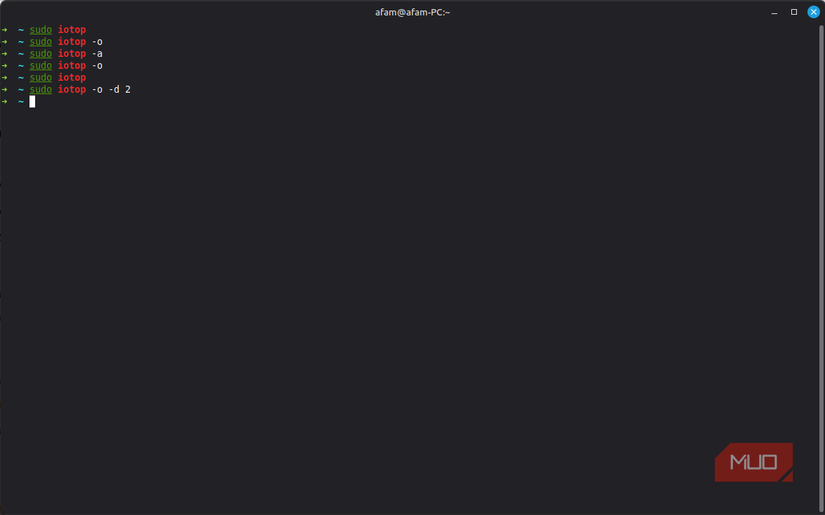 iotop commands I run