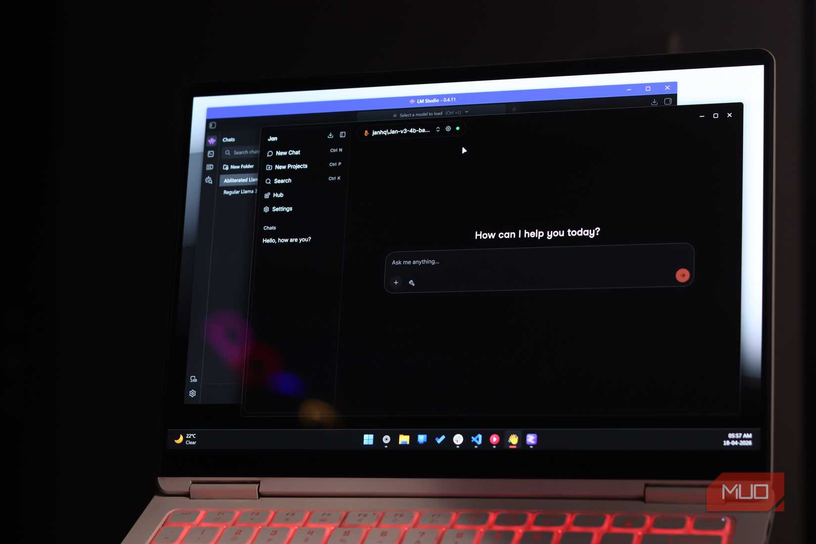 Jan and LM Studio open on a laptop.