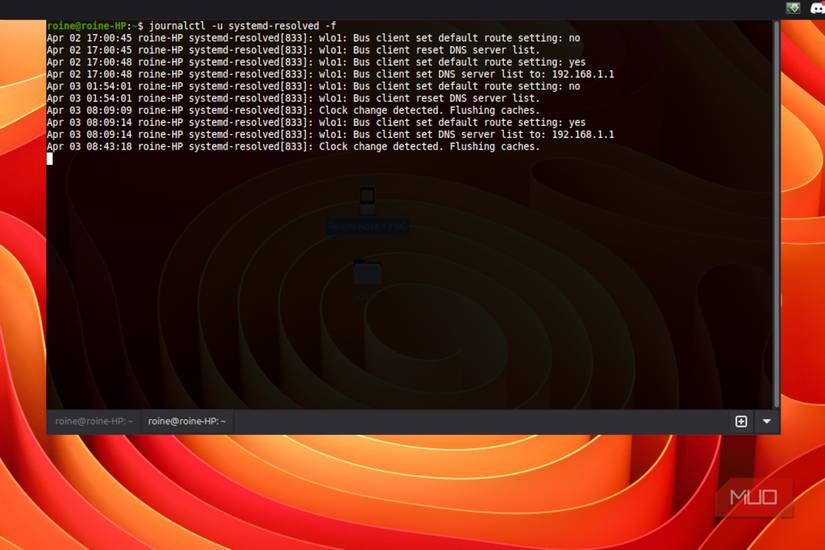 journald command in terminal.