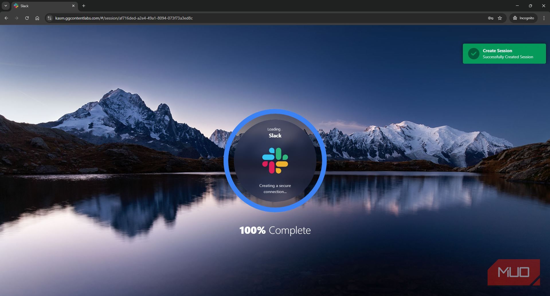 Slack application loading in KASM workspace