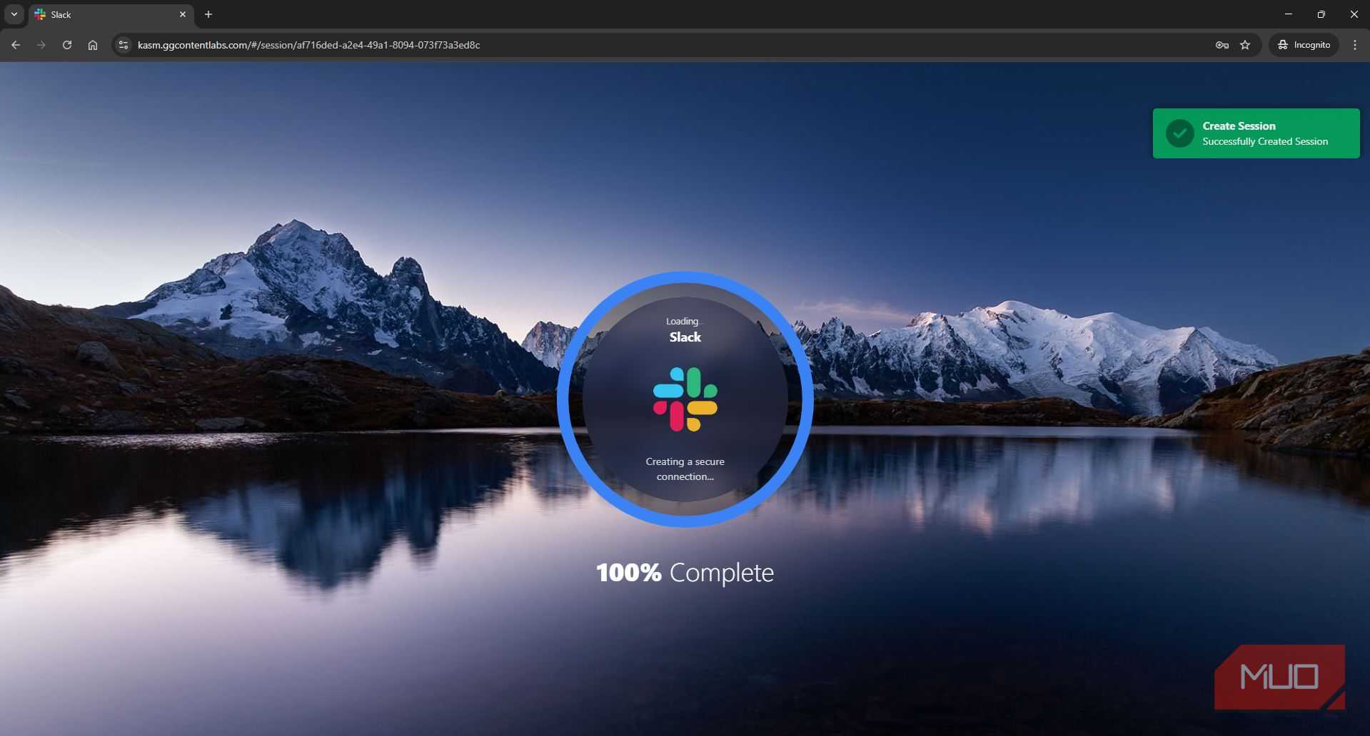 Slack application loading in KASM workspace
