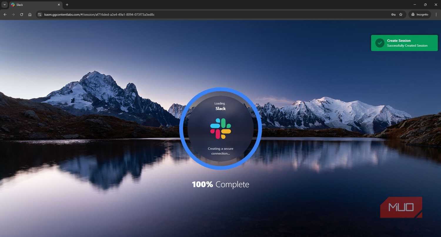 Slack application loading in KASM workspace