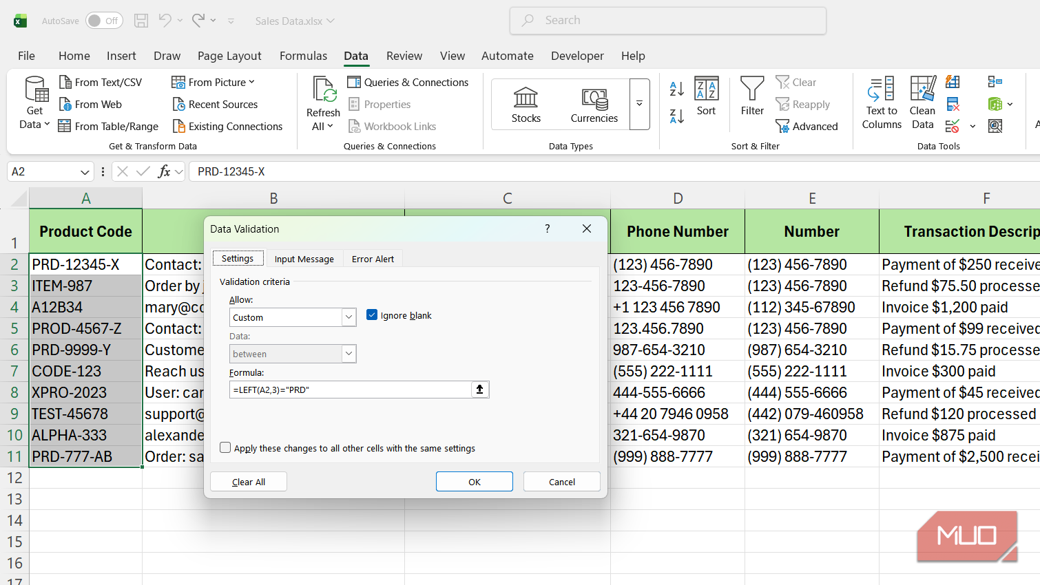 Excel's data validation is far more powerful than just dropdowns