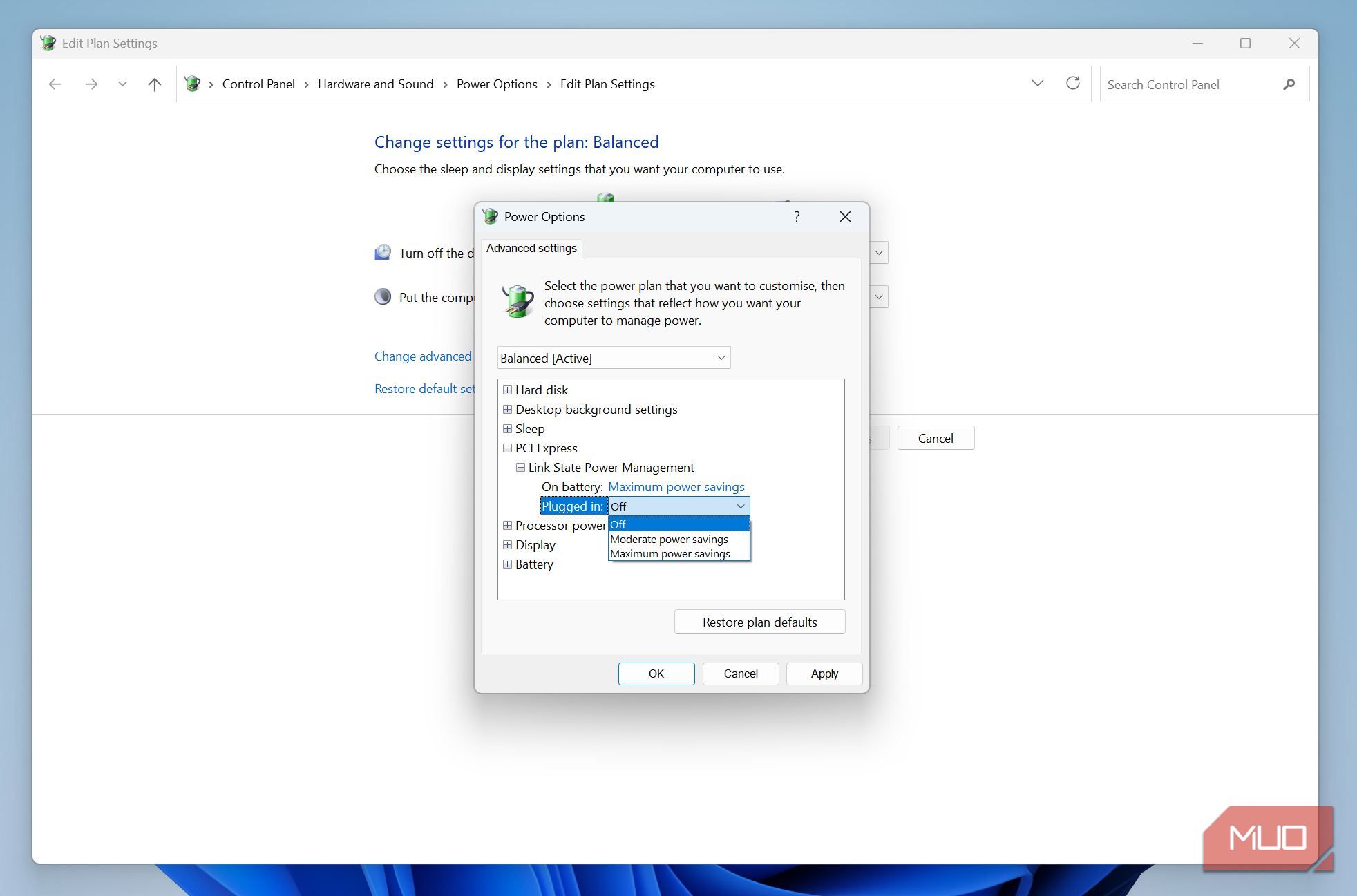 I changed one power plan setting and my plugged-in laptop stopped ...