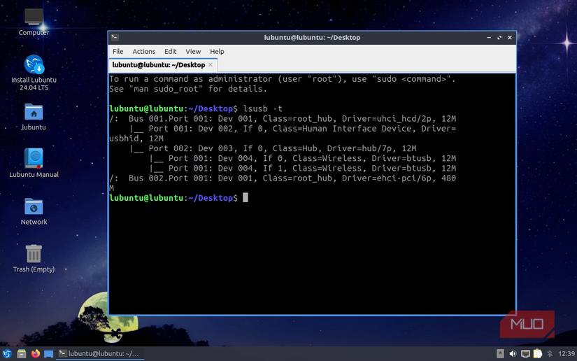 linux lsusb command.