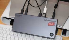 The front of a Thunderbolt 4 dock.