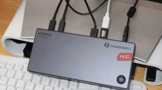 The front of a Thunderbolt 4 dock.