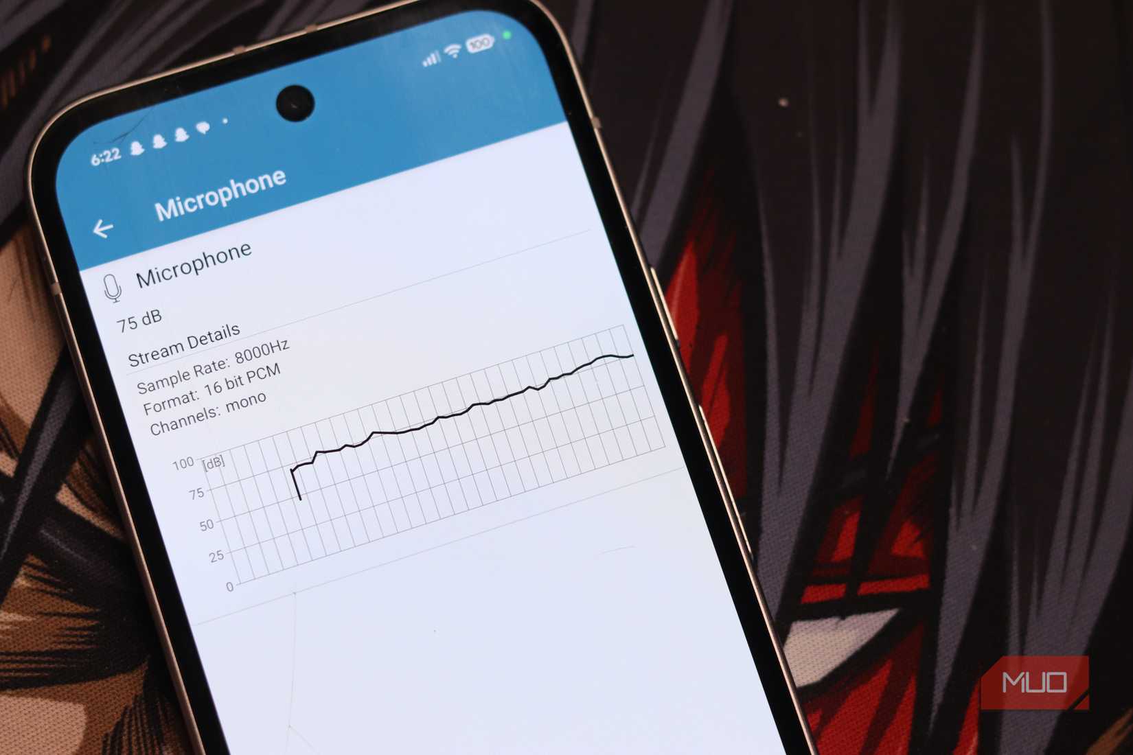 Microphone input graph on Pixel 9a.