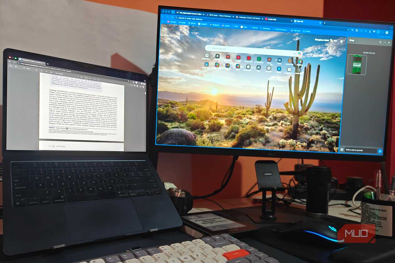 image of two screens showing Microsoft Edge, one with a PDF reader and one with a Drop interface