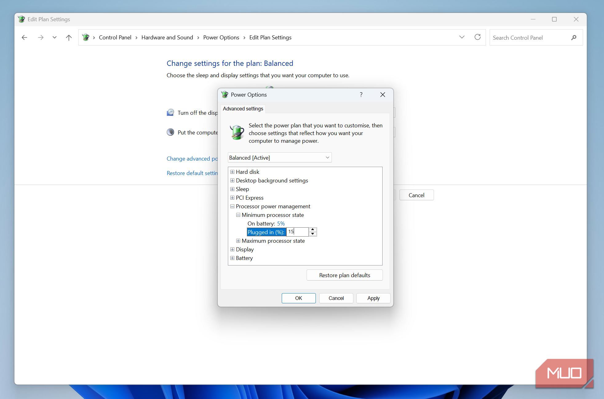 I changed one power plan setting and my plugged-in laptop stopped ...