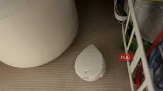 A Moen Leak Detector under the sink