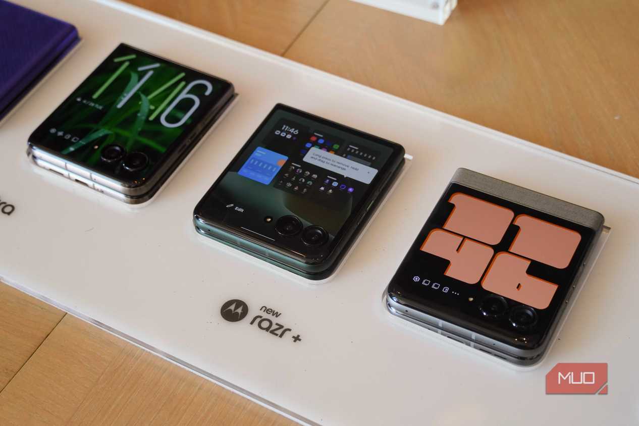The Razr 2026 lineup on a table.
