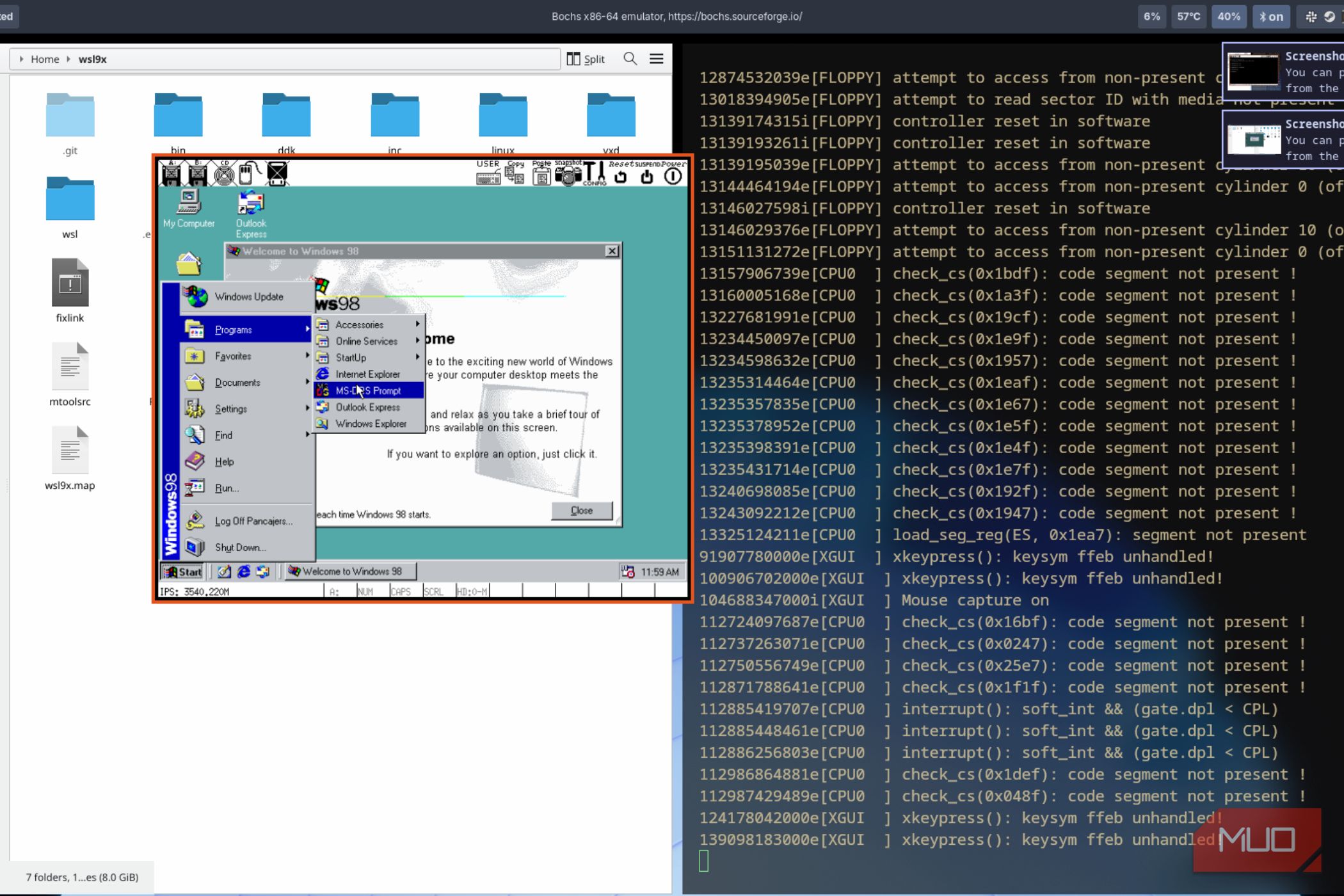 Firing up the MS-DOS prompt