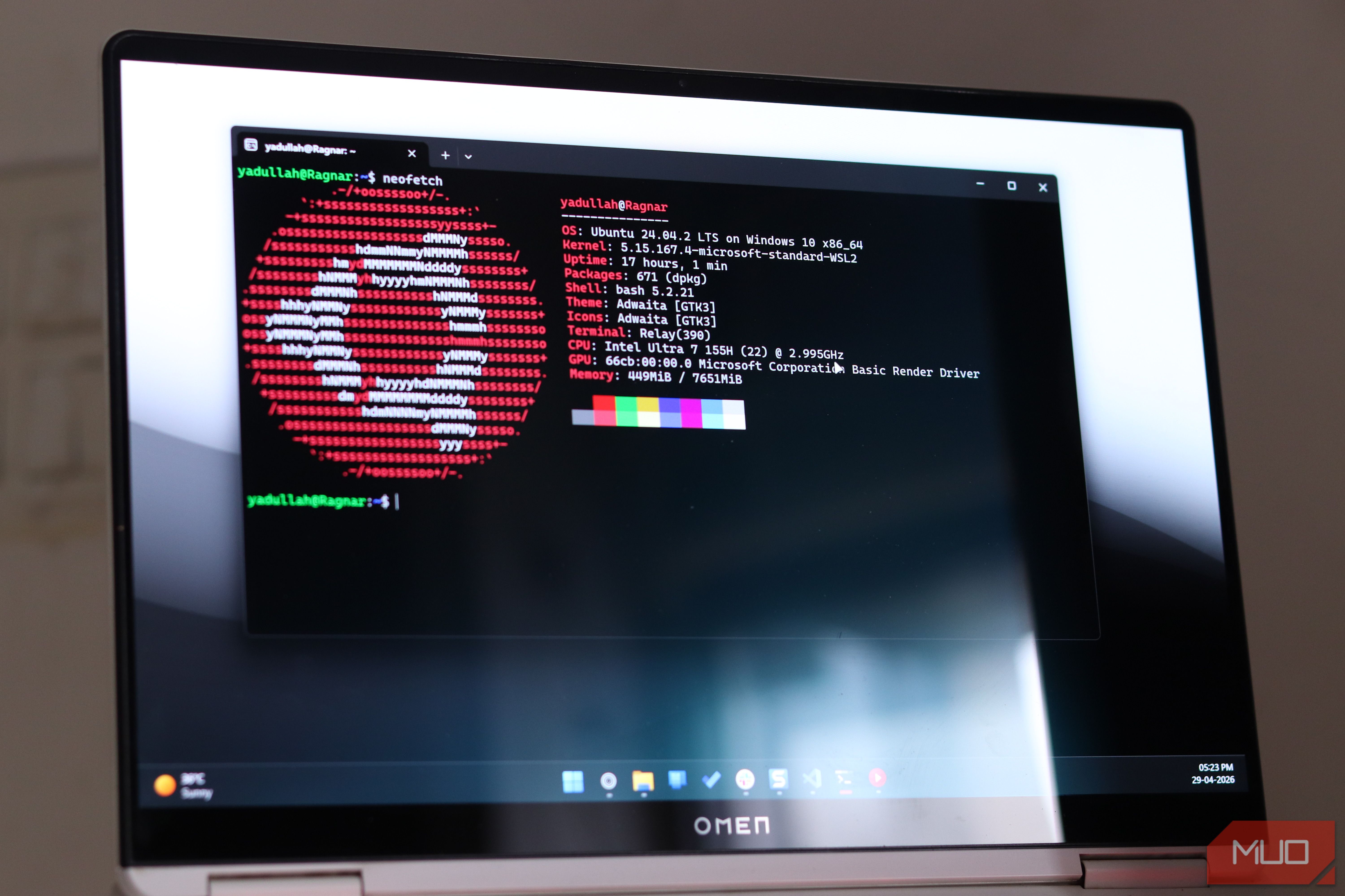Neoftech on WSL2 on a Windows 11 laptop.