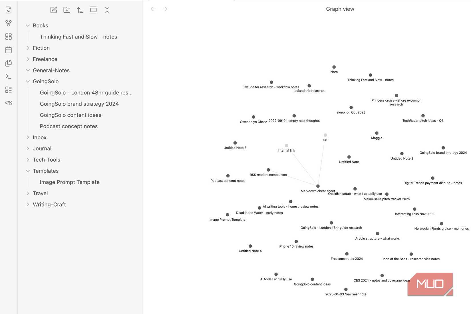 A view of Obsidian after Claude Code worked.