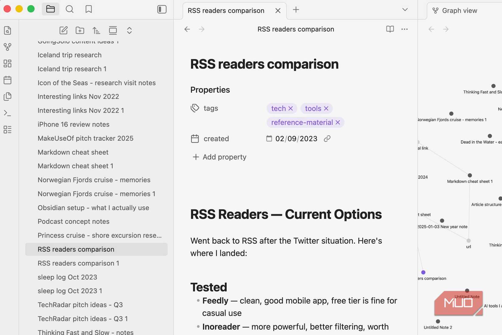 A look at Obsidian before Claude Code makes changes.