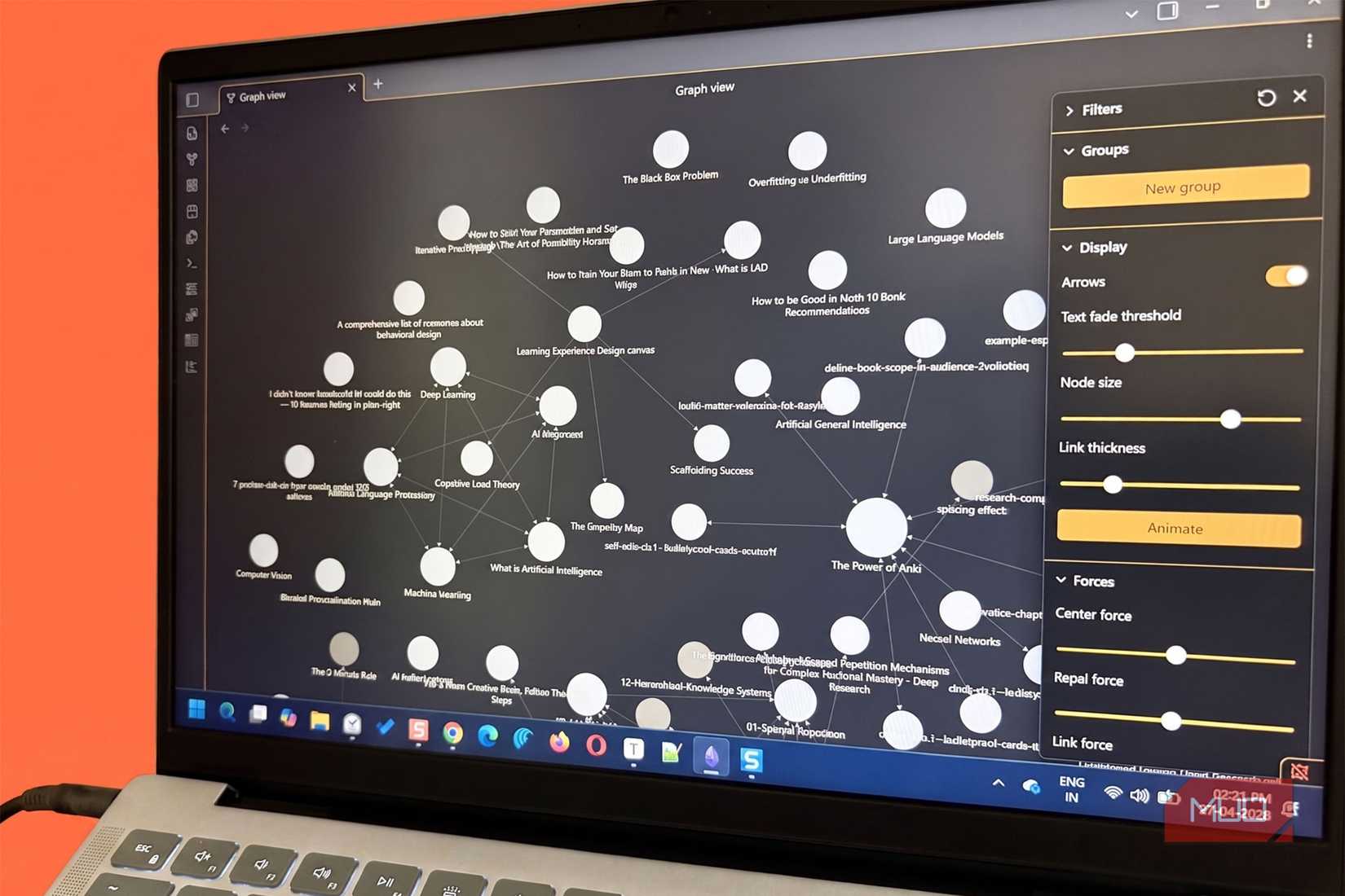Obsidianで思考を整理する様子