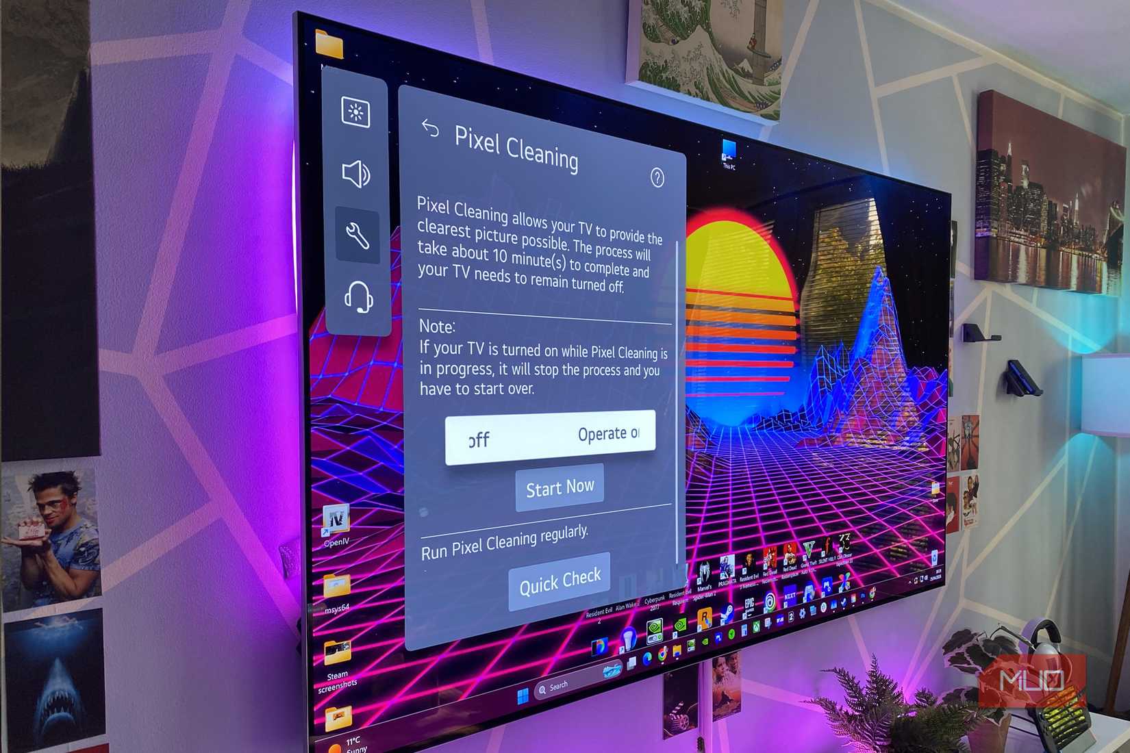 OLED pixel cleaning cycle