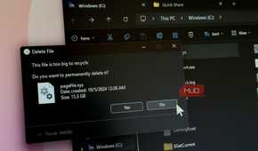Pagefile sys delete dialog in Windows 11 File Explorer